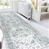 Famibay Tappeto Corridoio Lungo 80x300cm Passatoia Cucina Antiscivolo Lavabile Tappeti Runner Cucina Vintage Tappeto Passatoia Grigio Morbido per Corridoio Lavanderia Ingresso