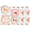 Libetui Set di stoviglie con simpatici cavalli, compleanno, ragazza, ragazzo, festa, cavallo, pony, stoviglie per feste di compleanno per bambini, ragazzi, adulti, piatti di carta, bicchieri, tovaglia