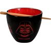 Elbenwald Ramen Ciotola con bastoncini, Star Wars Dark Side - Idea regalo - Ciotola in ceramica - 550 ml - Set ciotola in ceramica bambù - nero
