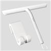 Vinabo Tergivetro per Doccia,Lavavetri Doccia Senza Perforazione,Tira Acqua da Doccia con Gancio,Pulisci Vetro Doccia Anima Acciaio Inox per Finestre,Specchi,Bagno Pulire Superfici Lisce-21cm,Bianco