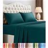 Utopia Bedding Set di lenzuola per letto matrimoniale, 4 pezzi, in microfibra spazzolata, resistente al restringimento e allo sbiadimento, facile da pulire (pieno, verde acqua)
