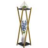 Relaxdays Portavaso a Colonna, Scaffale Alto Porta Fiori 99x29x29, Mobiletto Moderno, Piedistallo Design, Dorato Nero