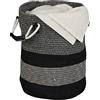 Relaxdays Cestino Portaoggetti, in Cotone, 40 x 43 x 33 cm, Porta Biancheria per Bagno, Camera e Cucina, Nero Grigio