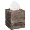 Relaxdays Porta Fazzoletti a Dado, Shabby Chic, Base Scorrevole, per Salviettine, Quadrato, HLP 16,5x14x14 cm, Marrone