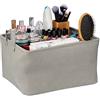 Relaxdays Cestino Portaoggetti Pieghevole, Box per Bagno, Camera e Cucina, HLP 30 x 48 x 38 cm, con Manici, Grigio