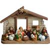 Transpac Imports TII - Presepe in miniatura per bambini con creche, set di 12 statuine riorganizzabili