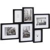 Relaxdays Cornice Portafoto Multiplo da 6, da Appendere in Orizzontale o Verticale, 51x75x2,5 cm, in Nero