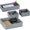 Relaxdays Organizer per Cassetti, Set 4 Scatole Portaoggetti Divisori per Armadio, Cestini in Stoffa in 3 Misure, Grigio, Poliestere