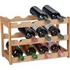 Relaxdays Cantinetta, Scaffale per 12 Bottiglie, Disposizione in Orizzontale, in bambù, HLP 30 x 45 x 23,5 cm, Naturale, Ferro