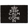 Relaxdays Zerbino da Ingresso, Fibra di Cocco, Scritta Inglese Keep Calm And Come in, 40x60 cm, Tappetino Porta, Nero