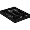 relaxdays Portaposate, Divisore per Posate da Cassetto, 4 Scomparti, Utensili, Intrecciato, HxLxP: 4,5x26x36 cm, Nero