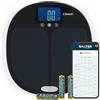 Salter 9192 BK3R Curve bilancia da bagno digitale per elettronica salter, Bilancia Bluetooth per misurare peso, grasso corporeo & massa muscolare, collegabile allo smartphone, nero