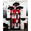 Globlazer Tiragraffi per Gatti Nero Rosso 174 cm con 3 Trespoli Imbottiti, 2 Grotte, 2 Cestini, Cuccia Rimovibile, Stabile Gotico Castello Tiragraffi per 2-4 Gatti Adulti Interno (F68B, Nero Rosso)