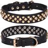 Haoyueer Collare per Cane con Borchie Morbido in Pelle PU con Funghi, Rivetti e Borchie, Collare Regolabile per Cuccioli (XS, Nero)