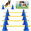 Yunlaishaocer Kit Ostacoli Agility Impilabili, 10 Coni + 5 Barre (80cm) - Ostacoli Regolabili per Addestramento di Coordinazione per Bambini, Cani e Cavalli, Salti per Percorsi Cinofili ed Equitazione