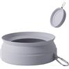 SLSON Ciotola per cani in viaggio, pieghevole, integrata, senza bordo in plastica, a prova di perdite, per animali domestici, auto, viaggi e interni (grigio freddo)