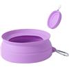 SLSON Ciotola per cani in viaggio, pieghevole, integrata, senza bordo in plastica, a prova di perdite, per animali domestici, auto, viaggi e interni (lavanda)