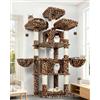 Globlazer Tiragraffi per Gatti Leopardo 174 cm con 3 Trespoli Imbottiti, 2 Grotte, 2 Cestini, Cuccia Rimovibile, Pali Sisal, Stabile Castello Tiragraffi per 2-4 Gatti Adulti Interno (F68B, Leopardo)