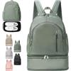 LUKIUP Zaino sportivo da donna e uomo, con scomparto per scarpe e tasca bagnata, zaino sportivo per nuoto e yoga, verde, Piccolo, Designer