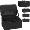 Relavel Valigia per trucco, organizer professionale per cosmetici con porta-pennelli, Nero B, L
