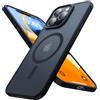 Aulofe Custodia magnetica forte per iPhone 15 Pro Max, [compatibile con MagSafe] [test di caduta di grado militare] custodia protettiva antiurto sottile traslucida opaca per iPhone 15 Pro Max, nero