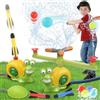 deAO 4-in-1 Spruzzatore d'acqua per Bambini: Baseball + Lancio di Razzi con Spruzzatore a Chiocciola a 360°, 3 Ugelli e 3 Razzi, Giocattolo d'Acqua Estivo per Giardino, Piscina, Spiaggia da 3 anni+