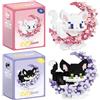 WFKKMEQ Gatto Blocchi da Costruzione, 2PCS Gatto Mattoncini da Costruzione Mini Building Blocks 3D Puzzle Cartoni Mini Blocchi Giocattoli Animali Giocattolo da Costruire per Regalo di Compleanno