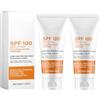 KAFZEL 2 Pezzi Siero Viso,Crema Solare, SPF100 Protezione Contro I Raggi Uva/Uvb, Ripara Le Scottature Solari E Combatte L'Invecchiamento Cutaneo, Texture Leggera E Non Grassa