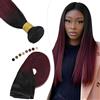 Elailite Extension Tessitura Capelli Veri Matassa #1B Nero Naturale/#99J Rosso Borgogna Brazilian Bundle Virgin Human Hair Lisci Fascia Unica 100g 55cm