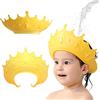 KAMHBE - Cuffia da doccia per bambini, regolabile, con corona, per il lavaggio dei capelli, per occhi, orecchie e viso (giallo)