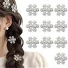 KEWUF 10 Pezzi Ciondoli per Capelli Fiocco di Neve, Strass Capelli, Forcine Capelli Donna, Ciondoli per Capelli a Fiocco di Neve con Perle ad Angolo Retto, per Donne e Ragazze, per Natale e Inverno