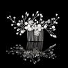 Lusofie Pettini per Capelli da Sposa Accessori Acconciature Capelli Cerimonia Sposa con Perle di Strass Fiore Fermaglio Capelli in Cristallo Argento Fermagli Capelli Donna Elegante Ragazze Fermacapelli