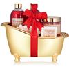 BRUBAKER Cosmetics Bagno e doccia cosmetici Set Cranberry Love - Set regalo 6 pezzi in vasca decorativa dorata