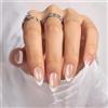 Nymora French Press On Nails - Set di Unghie Autoadesive Soft Gel con 30 Unghie Finte in Bianco Galvanizzato, Riutilizzabili per Donne