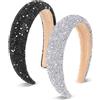 DOPENSPI 2 cerchietti per capelli da donna con strass, larghi | Cerchietto per capelli alla moda, per ragazze, da donna, per matrimonio e sposa
