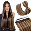 Elailite Extension Clip Capelli Veri Fascia Unica #4/#27 Marrone Cioccolato/Biondo Scuro - 20cm 100% Remy Human Hair Naturali Lisci 40g