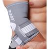 NEOtech Care - Tutore per gomito a fascia - Tessuto elastico e traspirante - compressione regolabile con fascia - uomo, donna, ragazzo - braccio destro o sinistro (Grigio, M, 1 Pezzo)