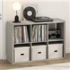 Furinno CUBICLE Mobile per Giradischi con Raccoglitore per Vinili, 6-Cube 1.2 Extra Spesso Raccoglitore per Dischi in Vinile, Scaffale Multimediale Aperto sul Retro per CD DVD Dischi, Grigio Chiaro
