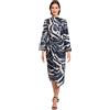 Donna Morgan Abito Avvolgente da Donna, a Maniche Lunghe, Blu Navy/Beige, 38, Blu Marine/Beige., 44