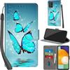 PHINIENLAND Cover per Samsung Galaxy A53 5G custodia portafoglio Turquoise | 3 scomparti carte, 1 tasca banconote, Chiusura magnetica, Supporto, Pelle PU flip cover per Samsung A53 5G