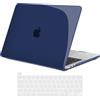 TECOOL Cover compatibile con MacBook Pro 16 Pollici 2020 2019 (A2141) con Touch Bar, Custodia Rigida Protettiva Sottile in Plastica e Copritastiera UE, Cristallo Blu Navy