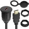 QIANRENON Cavo adattatore impermeabile per montaggio a filo filettato HDMI 4K, cavo di prolunga HDMI 1,4 maschio a femmina, per montaggio a pannello per apparecchiature da cruscotto da tavolo, 1 m