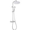 Görbach Colonna Doccia con Rubinetto Termostatico in Acciaio Inox 304 Con Miscelatore Fori Muro Regolabili Colonna Doccia idromassaggio Set doccia a Pioggia con Soffione e Doccetta (D30cm)