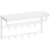 HOOBRO Appendiabiti da Parete, Attaccapanni da Muro con 10 Ganci, Mensola da Muro con Barra Appendiabiti, Mensola Portaoggetti, 80 x 30 x 42 cm, per Ingresso, Bianco EWT12YM01
