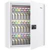 Uniclife Armadietto portachiavi bianco 60 posizioni in acciaio con combinazione e serratura a chiave, resettabile, digitale, supporti regolabili, etichette colorate e ganci