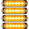 YOJZMA 4Pcs Luce stroboscopica emergenza, 6 LED Ambra Luce lampeggiante | Montaggio a Superficie Luci segnalazione emergenza, 9 modalità, 12V-24V, per Veicoli Costruzione, Camion, Fuoristrada
