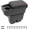 KAERGK Braccioli per auto per Ford Fiesta 2009-2017 Console centrali per auto Doppio spazio di stoccaggio con portabicchieri Montaggio facile Pelle nera comoda e resistente (Linea rossa)