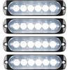 YOJZMA 4Pcs Luce stroboscopica emergenza, 6 LED bianca Luce lampeggiante | Montaggio a Superficie Luci segnalazione emergenza, 9 modalità, 12V-24V, per Veicoli Costruzione, Camion, Fuoristrada
