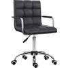 HOMCOM Sedia da Ufficio Girevole con Rotelle, Braccioli e Altezza Regolabile, Poltrona da Ufficio Imbottita Ergonomica in Pelle PU, Nero | Aosom Italy