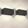 wisdom line Applique da parete LED 25W per interni/esterni, 4000K, IP65 da parete UP Down, lampada da parete per esterni con angolo di emissione regolabile, bianco naturale, nero, confezione da 2